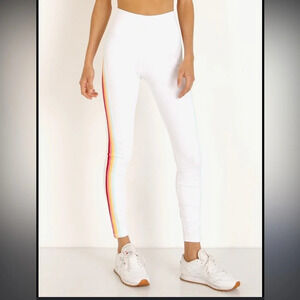 XS spiritual gangster leggings white 7/8 rainbow stripe in excellent condition